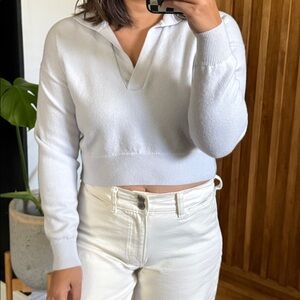 Wilfred Free Aritzia Merino Wool Baby Blue Cropped Sweater. S